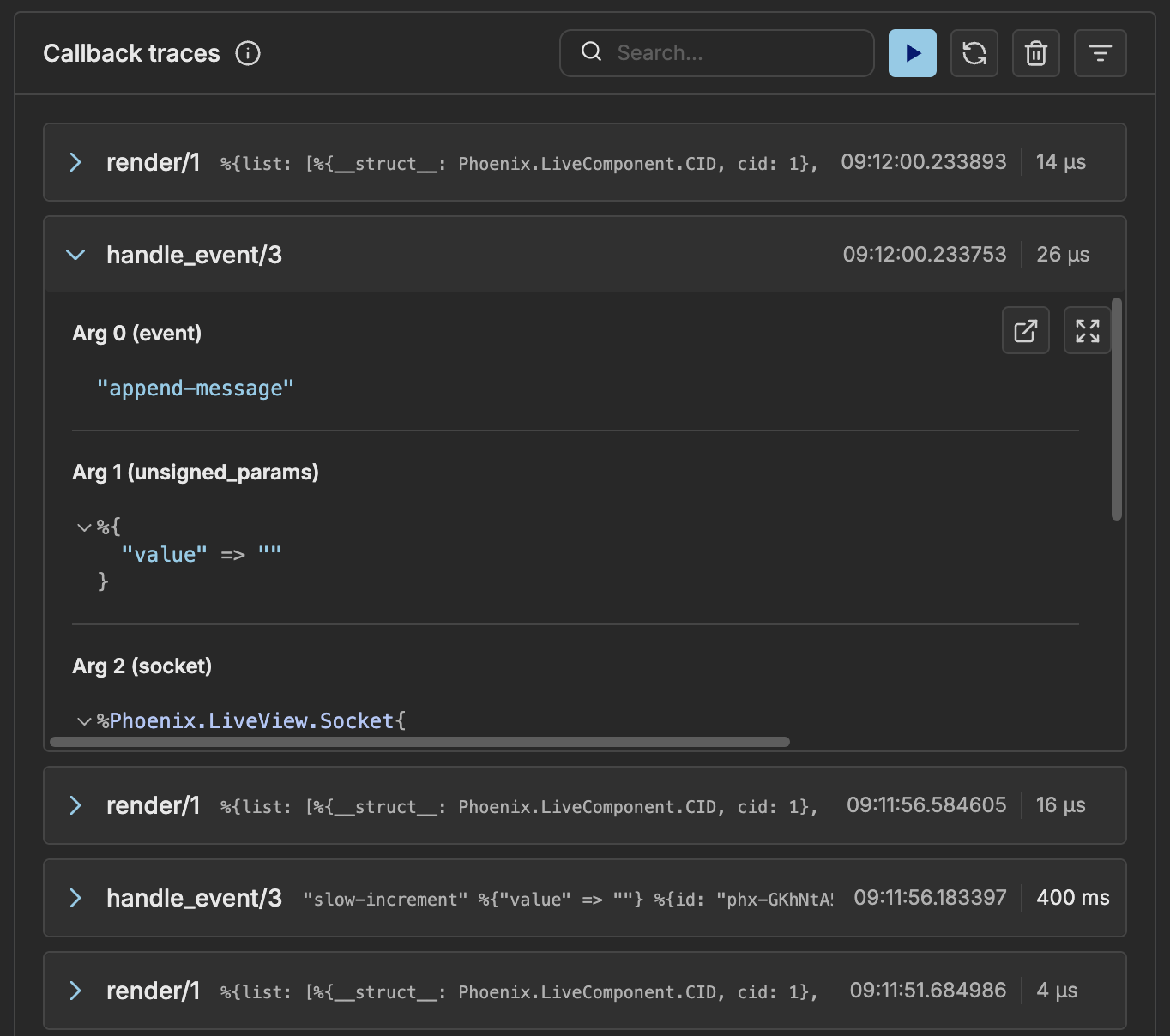 Callback Tracing inside Node Inspector
